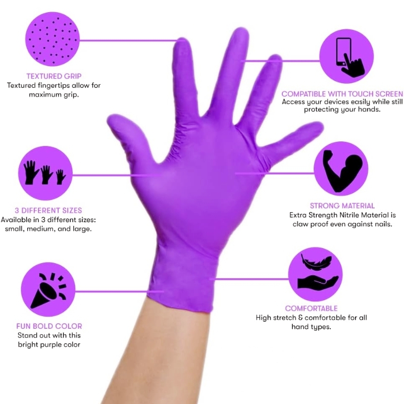 50/100PCS Violet Nitrile Glove - огляд і ціна Disposable Gloves Nitrile